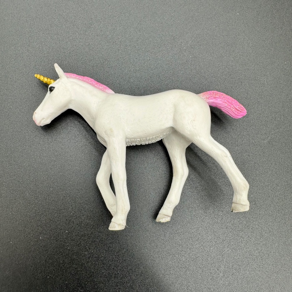MOJO Unicorn Figurine White Pink‎ Glitter Gold Horn 2017